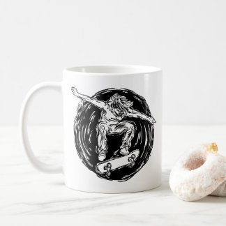 Legendary Skater Doing Mid-Air Skateboarding Coffee Mug