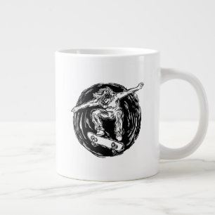 Legendary Skater Doing Mid-Air Skateboarding Large Coffee Mug