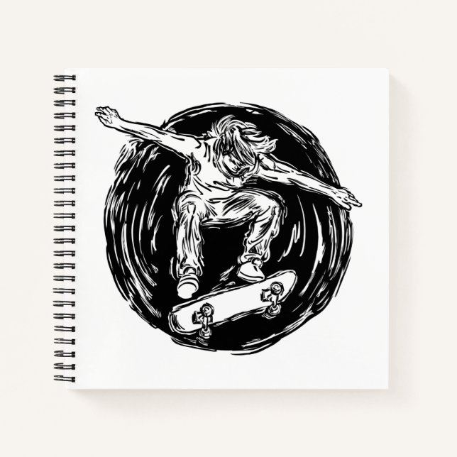 Legendary Skater Doing Mid-Air Skateboarding Notebook (Front)