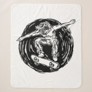 Legendary Skater Doing Mid-Air Skateboarding Sherpa Blanket
