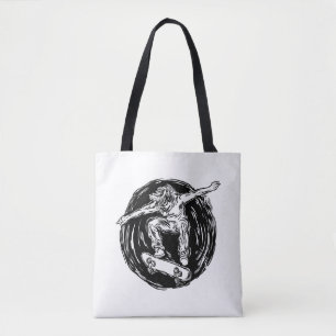 Legendary Skater Doing Mid-Air Skateboarding Tote Bag