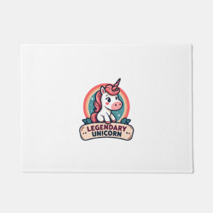 Legendary Unicorn Vintage Retro Cartoon Vector Des Doormat