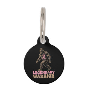Legendary Warrior Bigfoot Pink Ribbon Awareness  Pet Tag