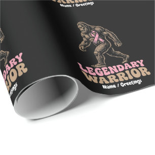 Legendary Warrior Bigfoot Pink Ribbon Awareness Wrapping Paper