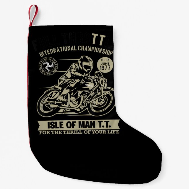 Legendary With Motorcycle Racing Art Gift Small Christmas Stocking (Front)