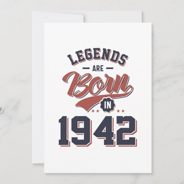 Legends Are Born in 1942 Birthday Gift Invitation (Front)