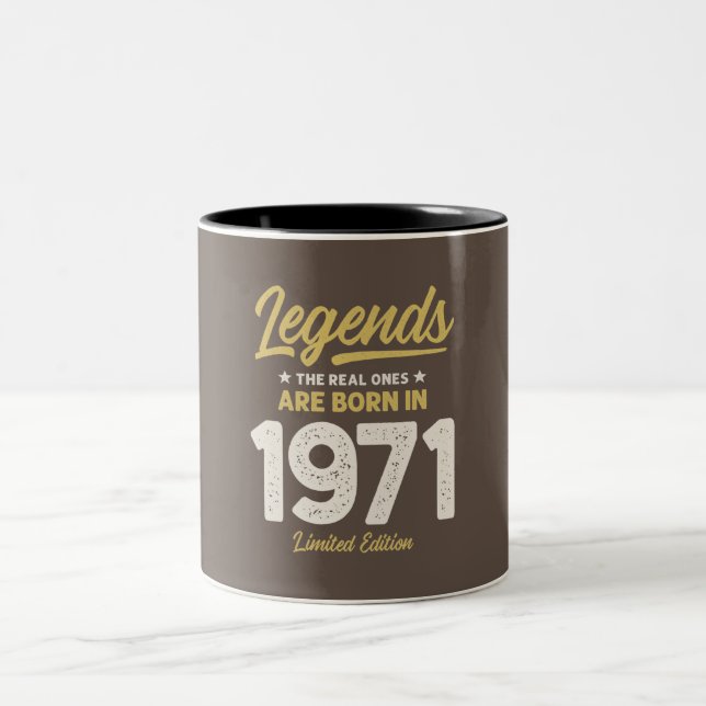 Legends Born in 1971 - 51st birthday Retro Classic Two-Tone Coffee Mug (Center)