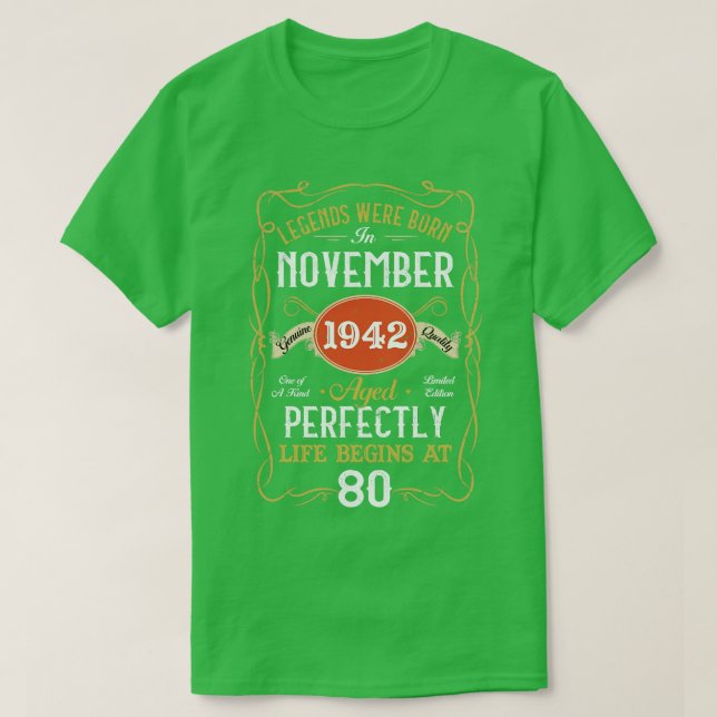 Legends Born In November 1942 80th Birthday 80 Yea T-Shirt (Design Front)