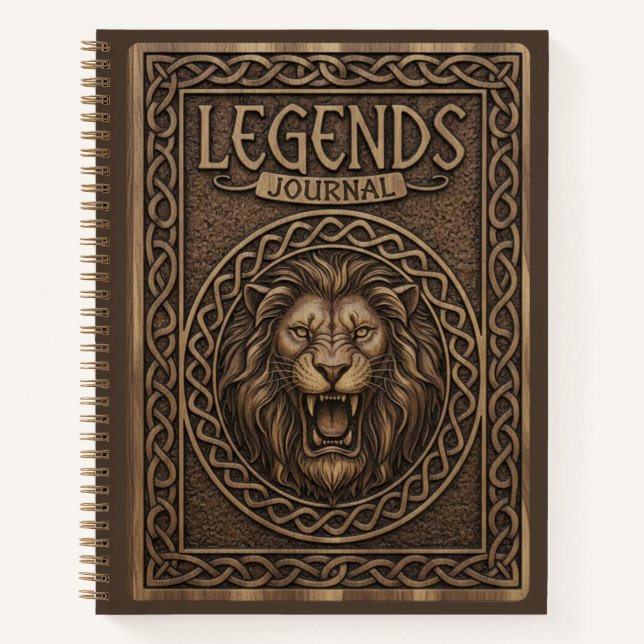 Legends Journal Lion King Wood Carved Journal (Front)