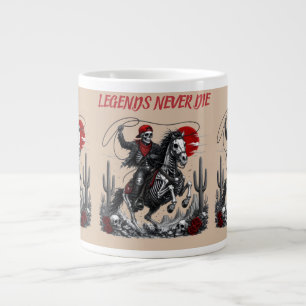 LEGENDS NEVER DIE – Skeleton Cowboy Riding Horse Large Coffee Mug