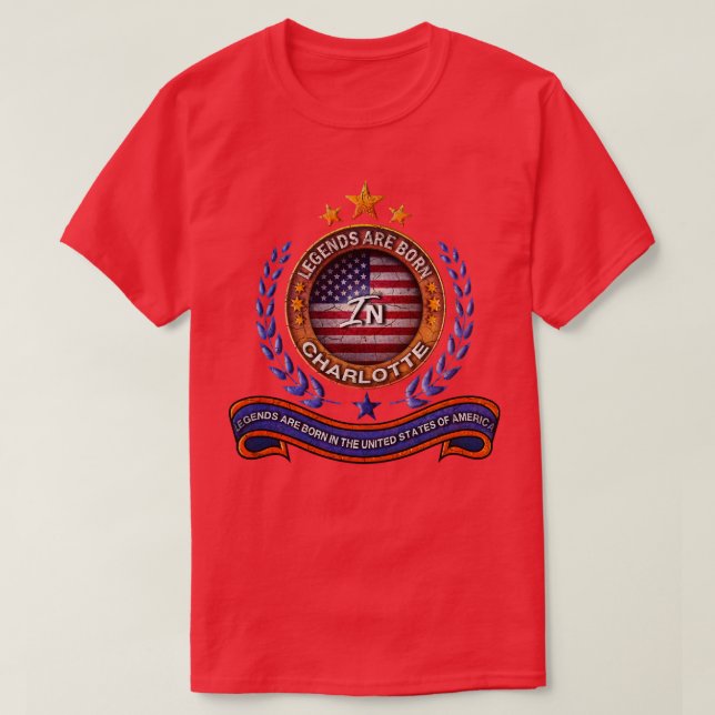 Legends of Charlotte North olina and the Retro USA T-Shirt (Design Front)