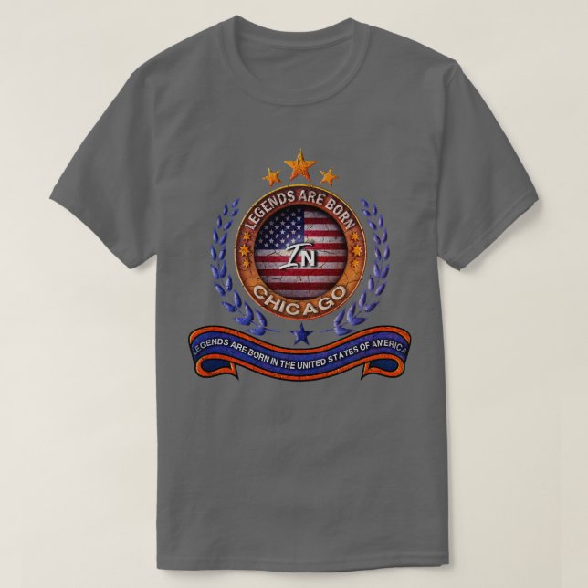 Legends of Chicago and the Retro USA Flag T-Shirt (Design Front)
