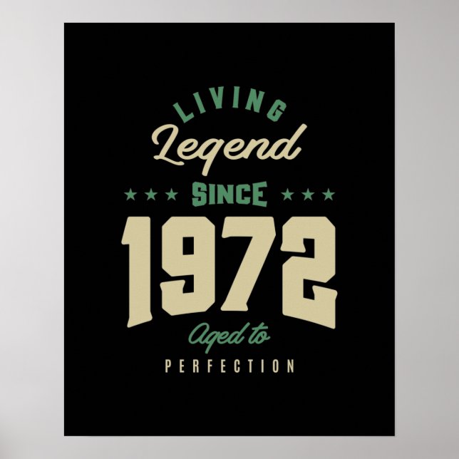 Legends Since 1972 Birthday Gift Poster (Front)
