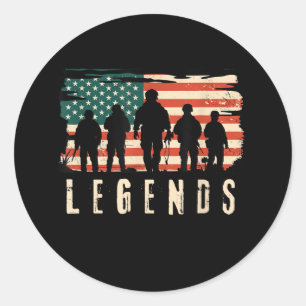 Legends Veteran - Patriotic American Flag USA 4th Classic Round Sticker