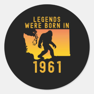 Legends Were Born In 1961 Retro Bigfoot Classic Round Sticker