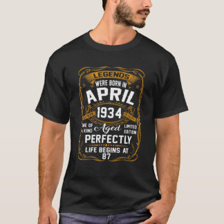 Legends Were Born In April 1934 87Th Birthday Gift T-Shirt