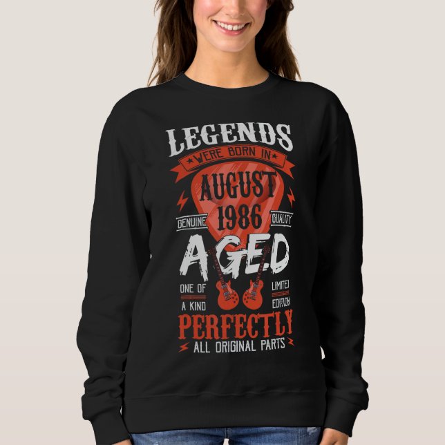 Legends Were Born In August 1986  Guitar Pick Guit Sweatshirt (Front)