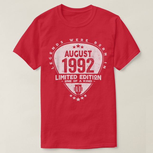 Legends Were Born In August 1992Guitar 2086 T-Shirt (Design Front)