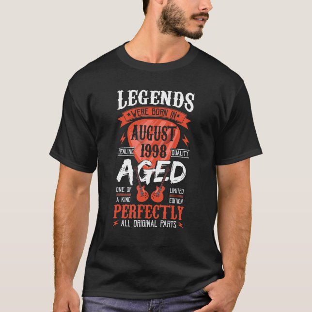Legends Were Born In August 1998  Guitar Pick Guit T-Shirt (Front)