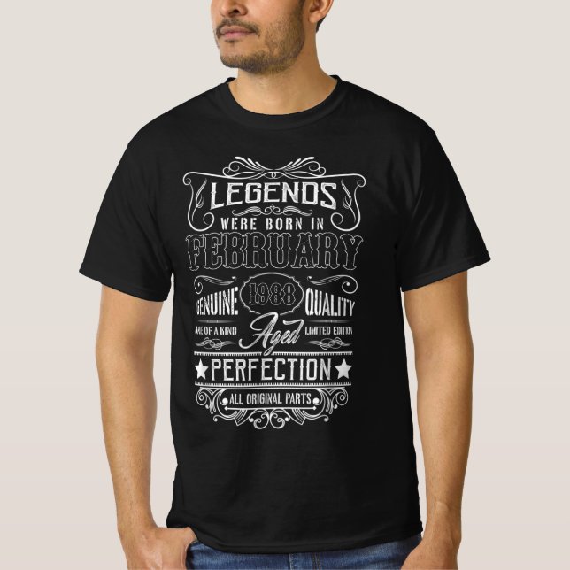 Legends Were Born In February 1988 All Original Pa T-Shirt (Front)