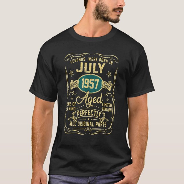 Legends Were Born In July 1957 65th Birthday 65 Ye T-Shirt (Front)