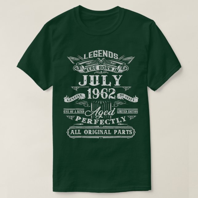 Legends Were Born In July 1962 60th Birthday 60 Ye T-Shirt (Design Front)