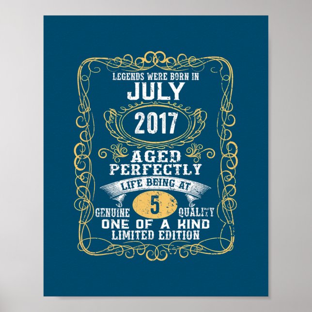Legends Were Born In July 2017 5th Birthday 5 Poster (Front)