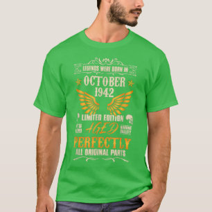 Legends Were Born in October 1942 - Rock Biker 80  T-Shirt