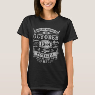 Legends Were Born In October 1964 Vintage 61st Bir T-Shirt