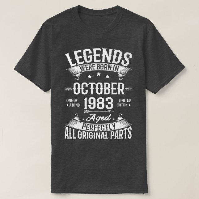 Legends Were Born in October 1983 39th Birthday 39 T-Shirt (Design Front)