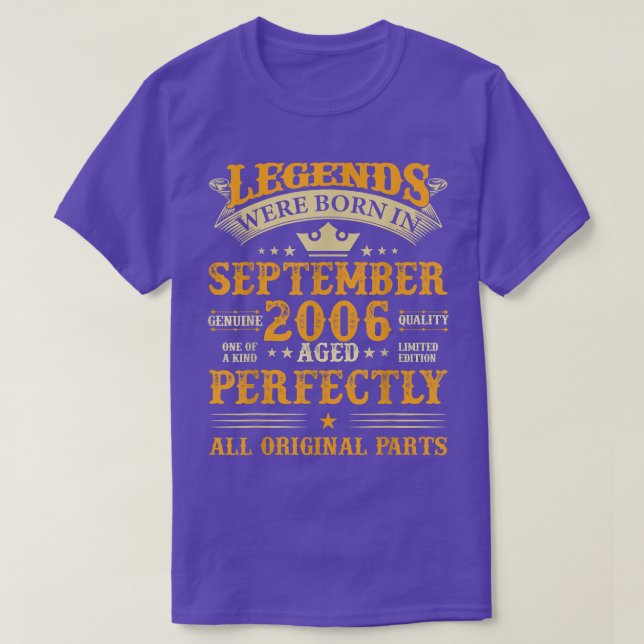 Legends Were Born in September 2006 16 Yrs Old 16t T-Shirt (Design Front)