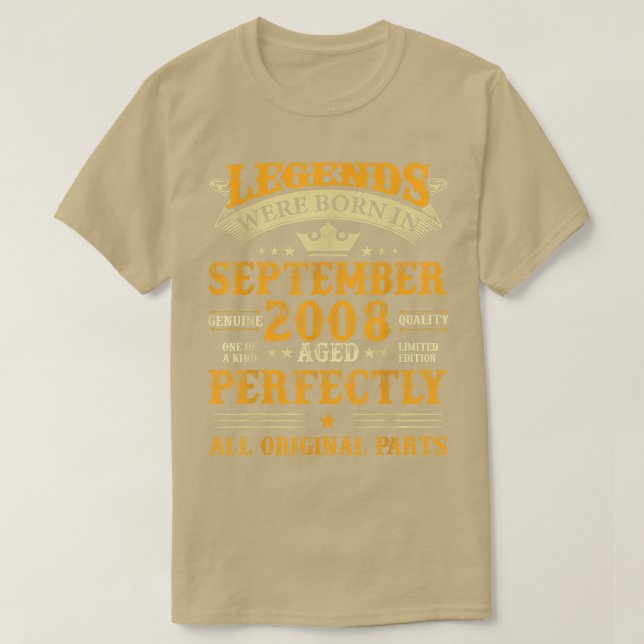 Legends Were Born in September 2008 14 Yrs Old 14t T-Shirt (Design Front)