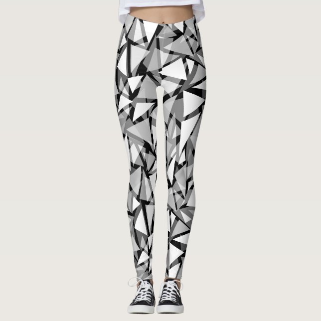 Leggings Abstract, Geometric Black and grey (Front)