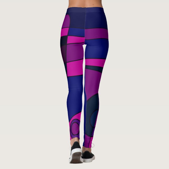 Leggings Abstract Surfing Deep Pink Blue (Back)