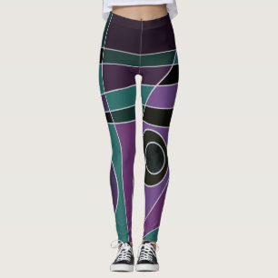 Leggings Abstract Surfing Teal Purple