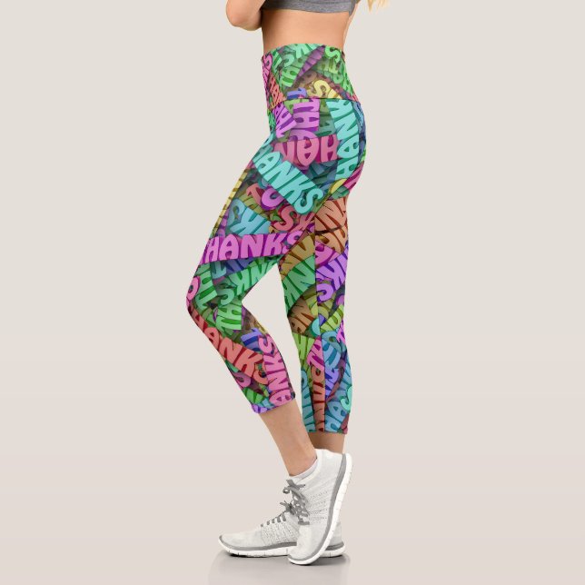 Leggings Capri Thanks colorful words (Left)