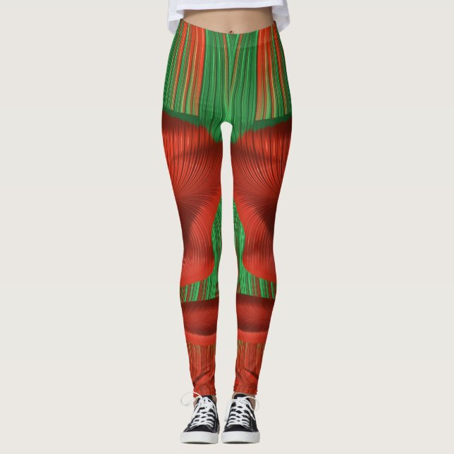Leggings ~ Christmas Red and Green (Front)