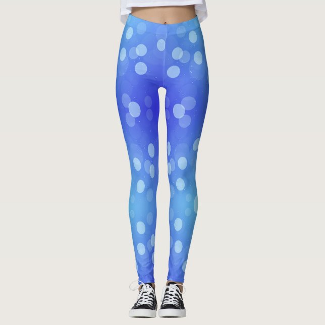 Leggings featuring a blue gradient with circular  (Front)