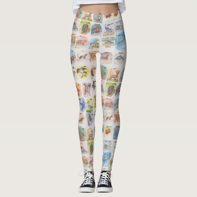 Leggings featuring squirrels and other animals (Front)