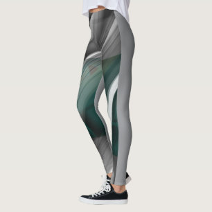 Leggings Fitness Abstract Art Green Emerald