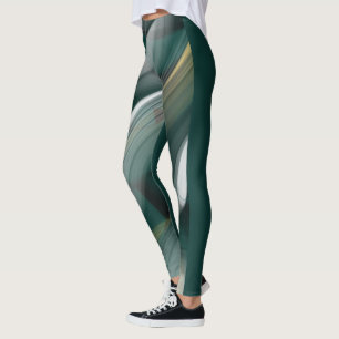 Leggings Fitness Abstract Art Green Emerald