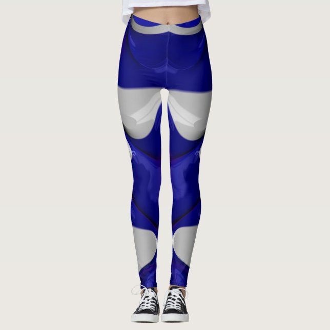 Leggings ~glossy blue white ~ Original (Front)