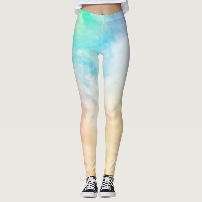 Leggings in multi coloured pastels. (Front)