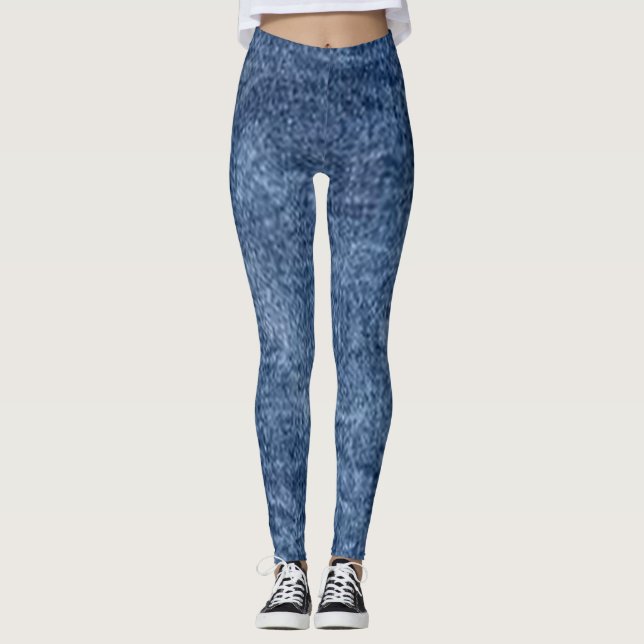 leggings jeans blue florat modern black chic (Front)