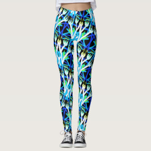 Leggings Jimette Design blue and white flowers