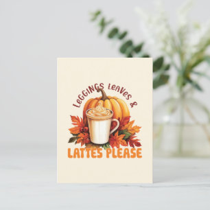 Leggings. Leaves & Lattes Please Postcard