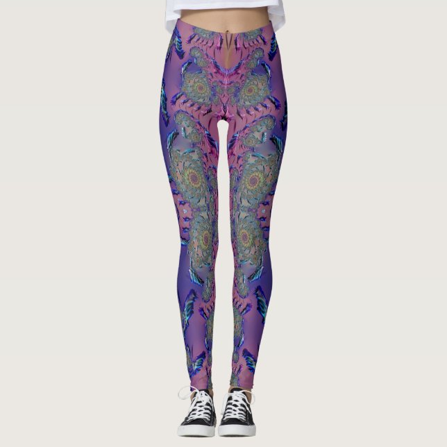 Leggings ~mauve blue green 3D ~ Original (Front)