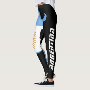 Leggings Negros con Bandera de Argentina