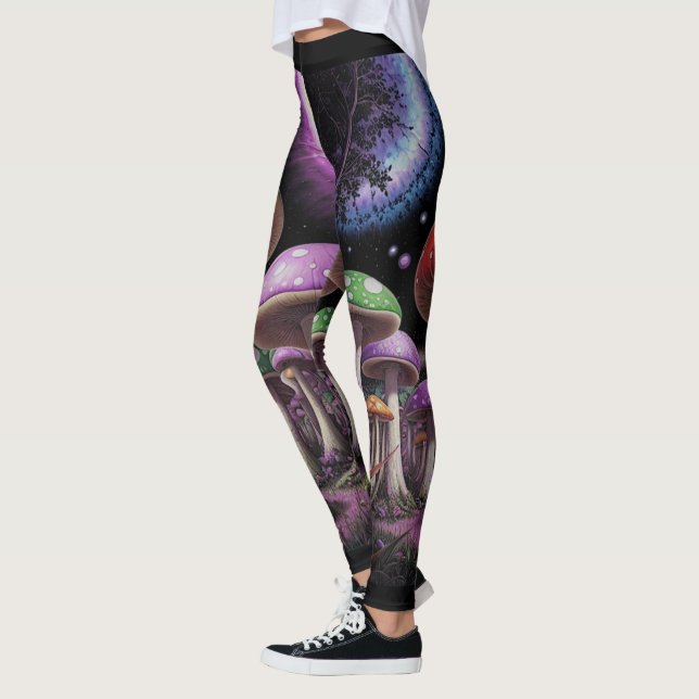 Leggings - Night Time Mushroom Fantasy Art (Left)