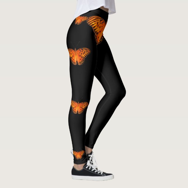 Leggings orange butterfly on dark (Right)